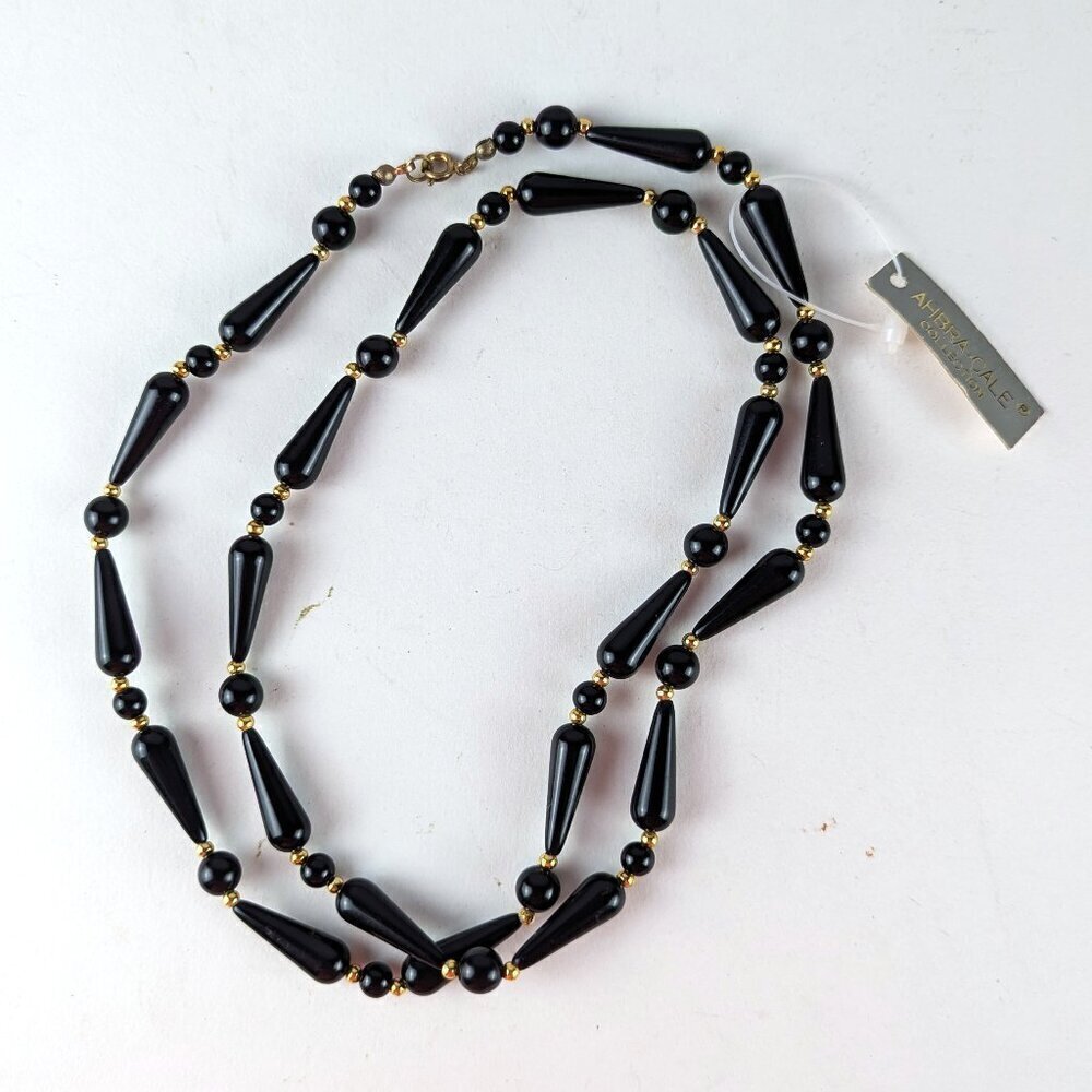 Vintage Ahbra-Cale Collection Black Beaded Necklace